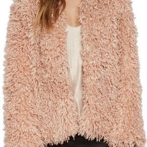 Willow & Clay Shaggy Faux Fur Jacket Pink XS NWOT